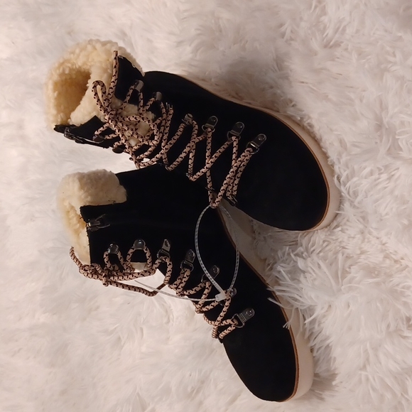 Sanctuary Womens Apres Black Faux Fur Suede Winter & Snow Boots Shoes - Picture 10 of 13